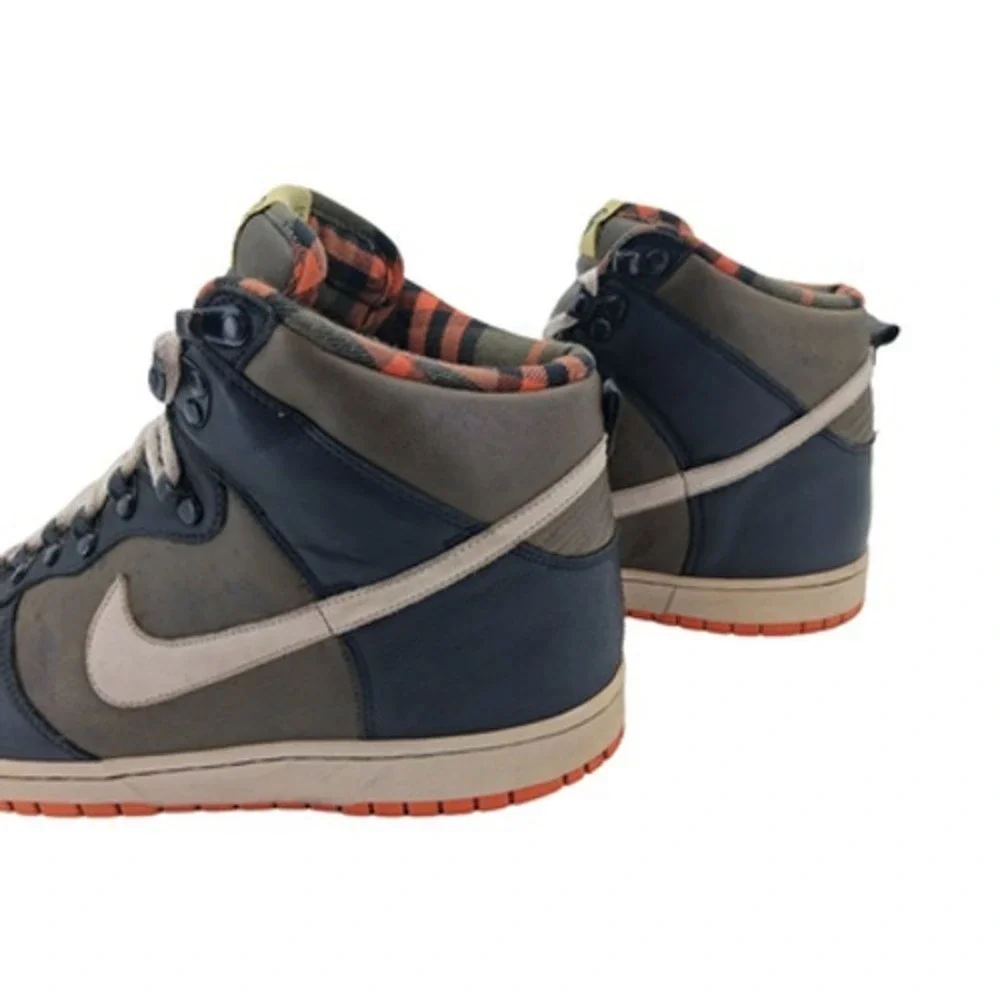 Nike Dunk High Shoes Mens 12 Dark Green Black Plaid Leather Sneakers 314345-321